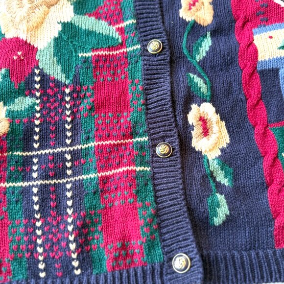 Vintage Koret, Cardigan / Floral, Tartan, Plaid, Paisley Patterned Knitwear - Picture 5 of 7